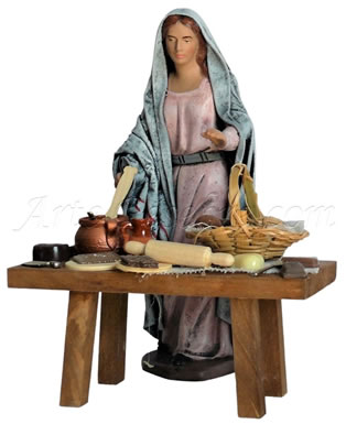 Pastora con puesto de chocolate